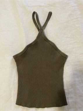 T.La Olive Ribbed Halter Tank
